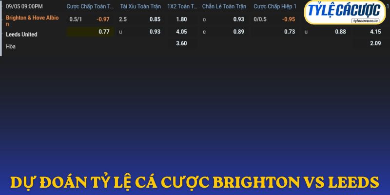 Soi kèo châu Á Brighton vs Leeds United
